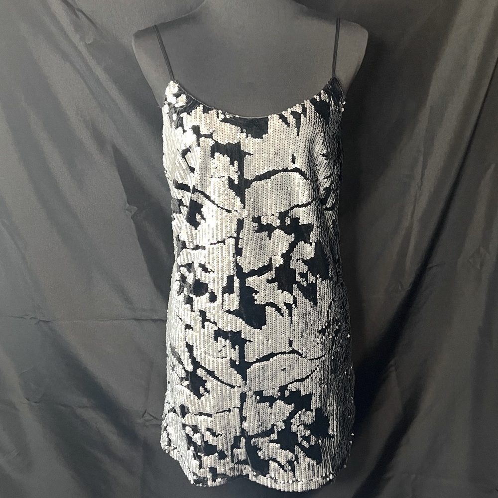 Silver sequin & black velvet mini dress by Forever 21 NWT